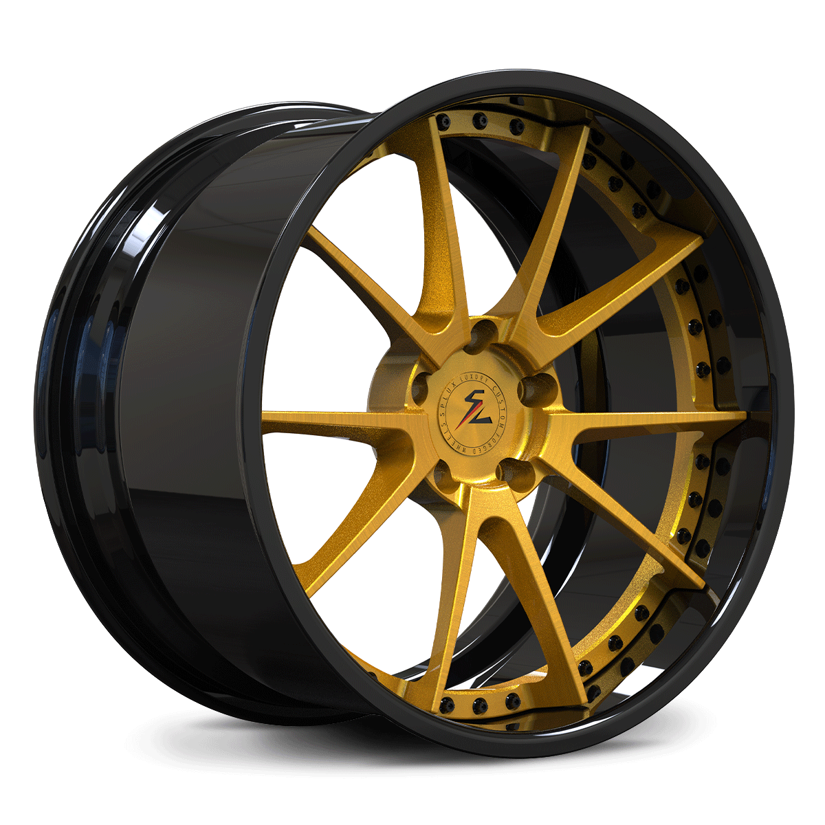 SD-04 black brushed gold forged wheels - deep dish luxury rims