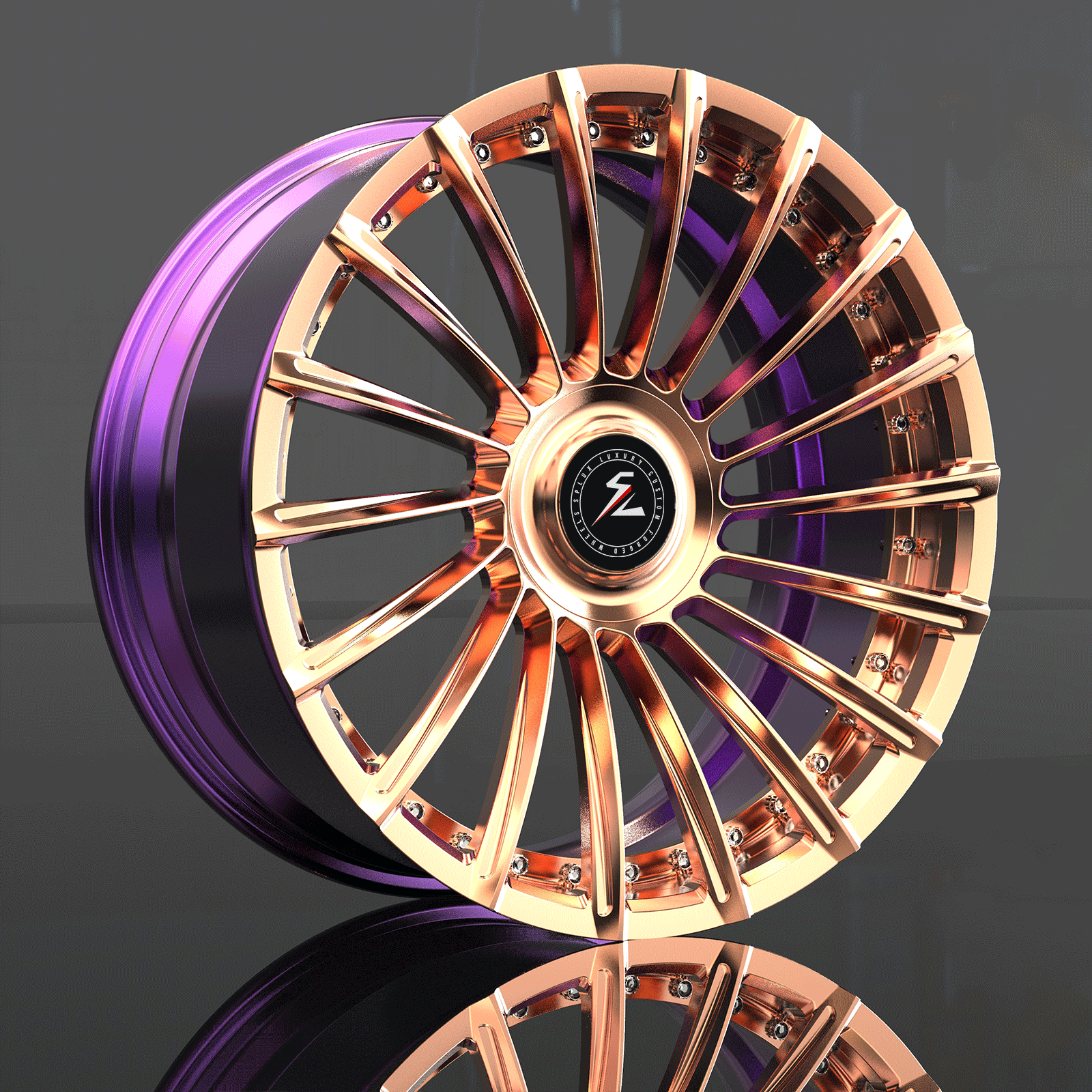 SL-C23 gold black forged wheels for 2010 Cadillac Escalade ESV - max concave rims