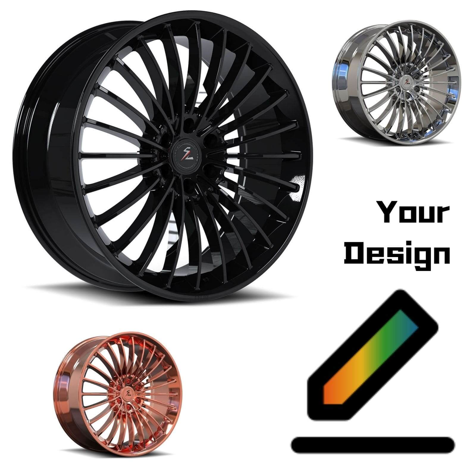Multi spoke custom forged wheels for GMC and every vehicles. Best chrome,carbon fiber,black,red,pink aftermarket wheels.