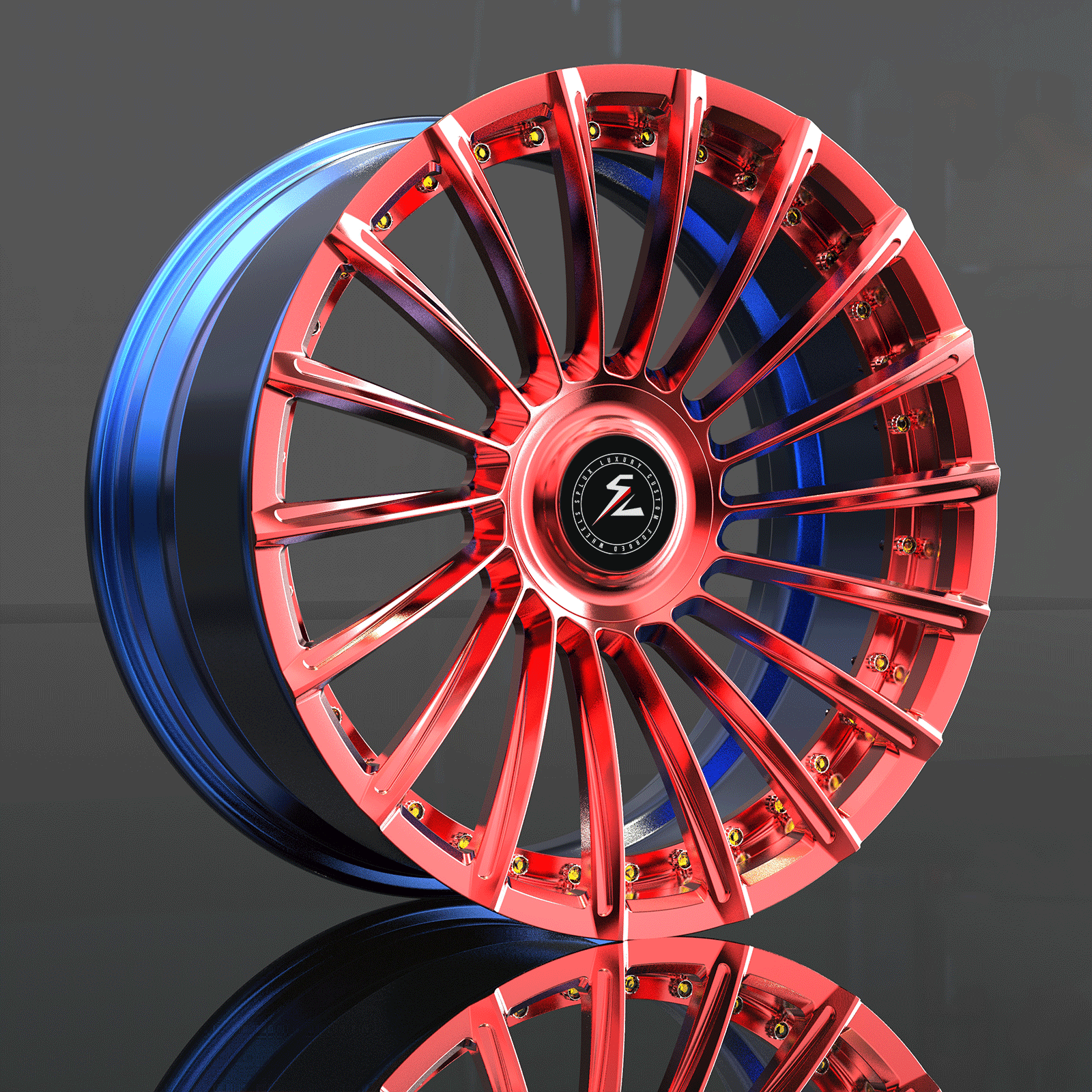 SL-C23 polished red black forged wheels for 2010 Escalade ESV - concave alloys