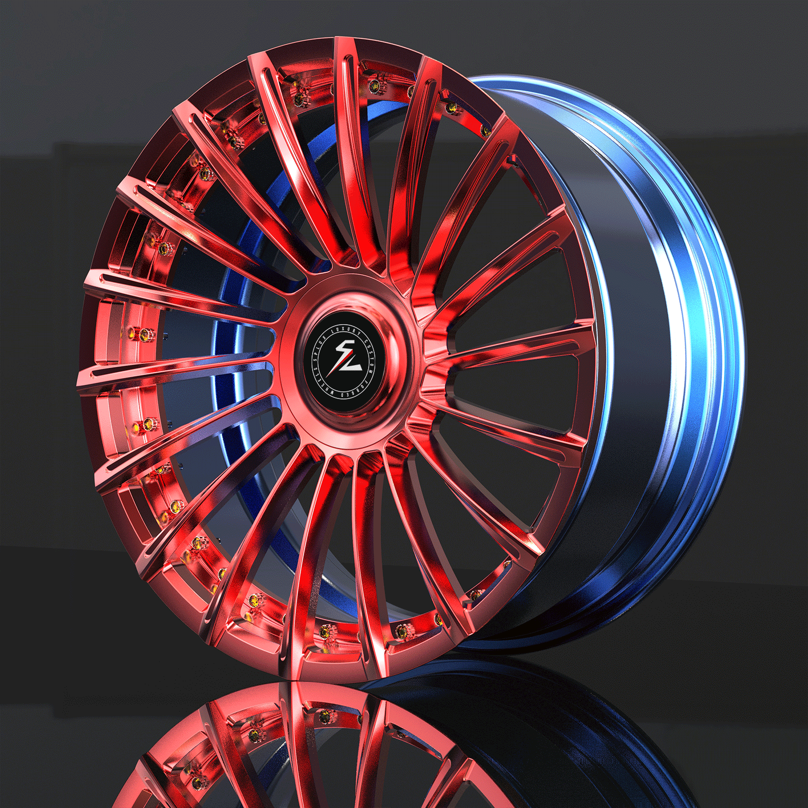 SL-C23 polished red black forged wheels for Escalade - custom forged rims