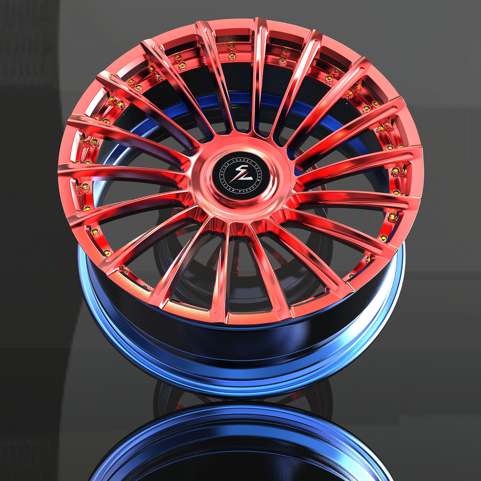 SL-C23 polished red black forged wheels - deep concave luxury wheels