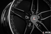 2008 Porsche 911 aftermarket wheels by Splux SA-01. Custom forged 2-piece black chrome, concave, aggressive 5-spoke design, 19-inch luxury rims.