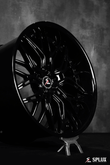 2024 c8 corvette aftermarket wheels: custom Z06 fit by Splux SC-02, 20, 21 inch, concave forged 2-piece, in classic black.