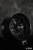 Splux SC-02 2024 C8 corvette custom wheels: zo6 rims, 20, 21 inch, concave forged 2-piece, finished in striking black.