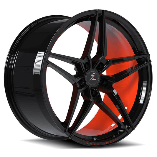 SC-03M red and black 20/21 inch C8 Corvette wheels in concave forged 1-piece construction.