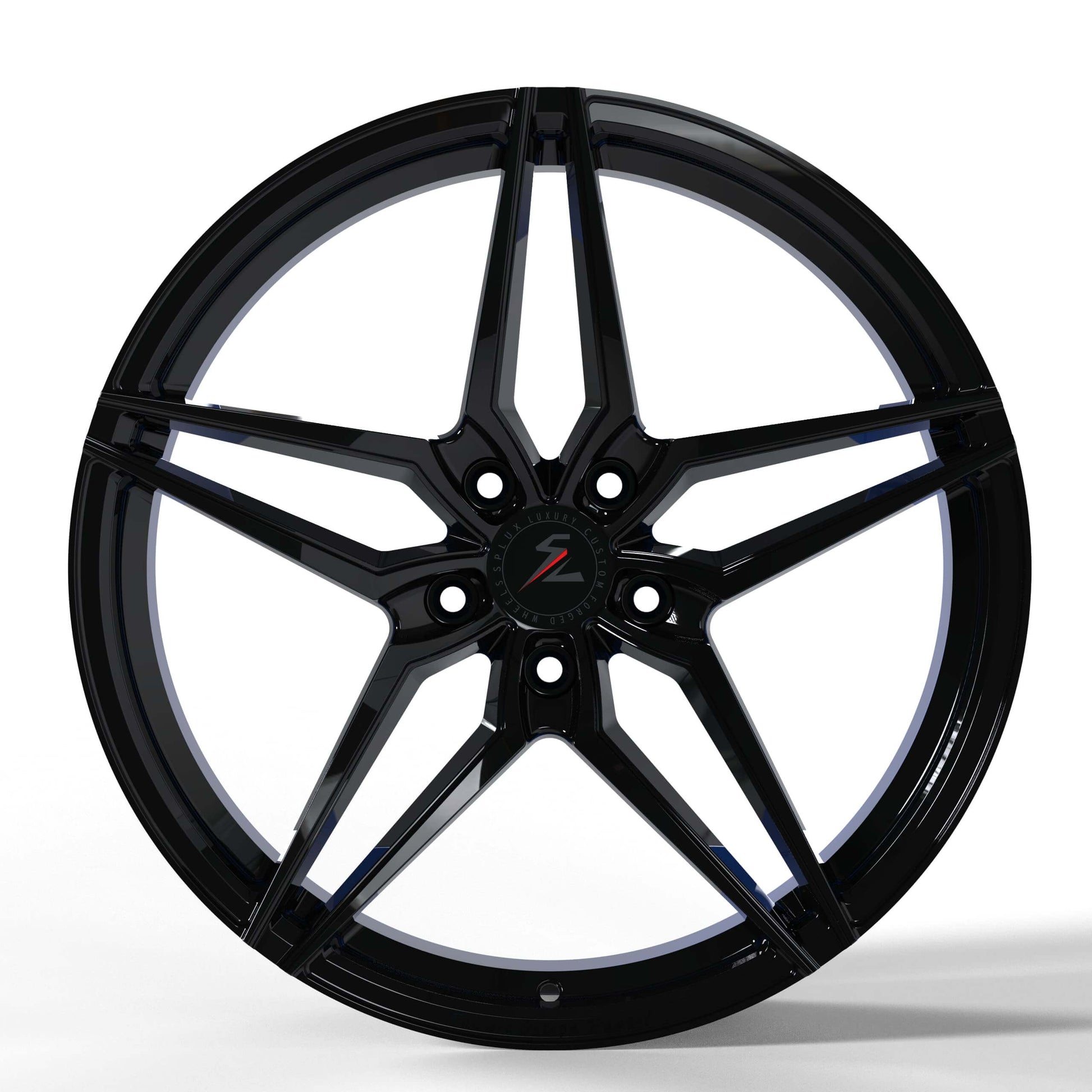 Splux SC-03M black C8 Corvette wheels with brushed blue,concave,monoblock wheels,perfect aftermarket wheels for C8 Corvette.