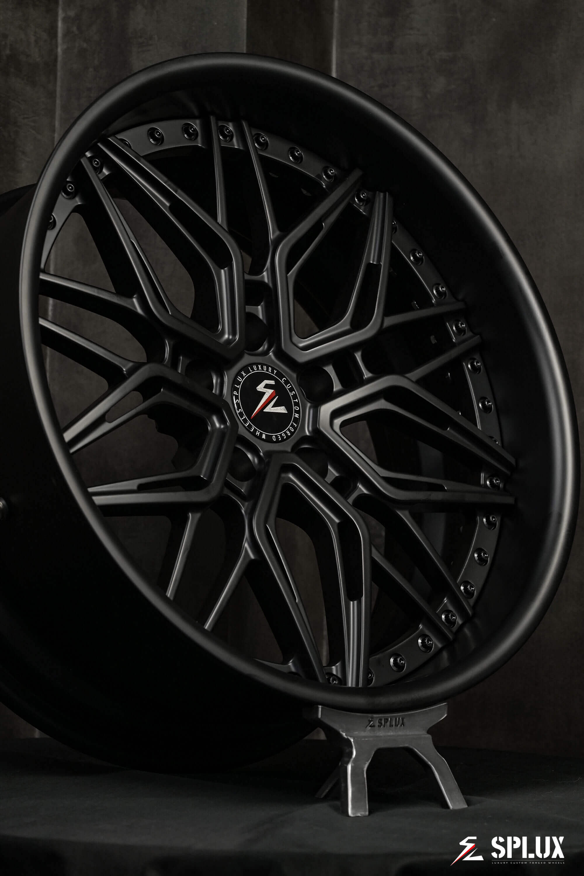 Satin black 1969 Chevy C10 6 lug wheels,custom forged 2-piece, 20-inch aggressive deep dish design, luxury aftermarket wheels