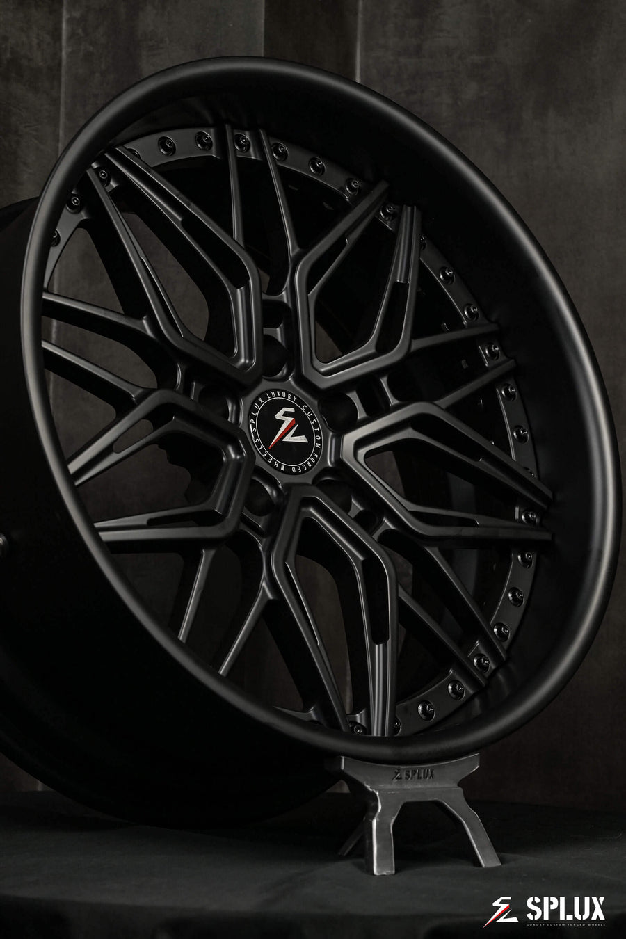 Satin black 1969 Chevy C10 6 lug wheels,custom forged 2-piece, 20-inch aggressive deep dish design, luxury aftermarket wheels