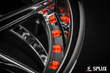 Splux SD-02 20-inch custom forged 2-piece y-spoke chrome wheels with orange rivets and deep dish lip for 2020 Ford Mustang