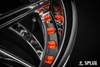Splux SD-02 20-inch custom forged 2-piece y-spoke chrome wheels with orange rivets and deep dish lip for 2020 Ford Mustang