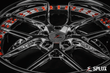 Splux SD-02 20-inch custom forged 2-piece y-spoke chrome rims with orange rivets and deep dish lip for 2020 Ford Mustang