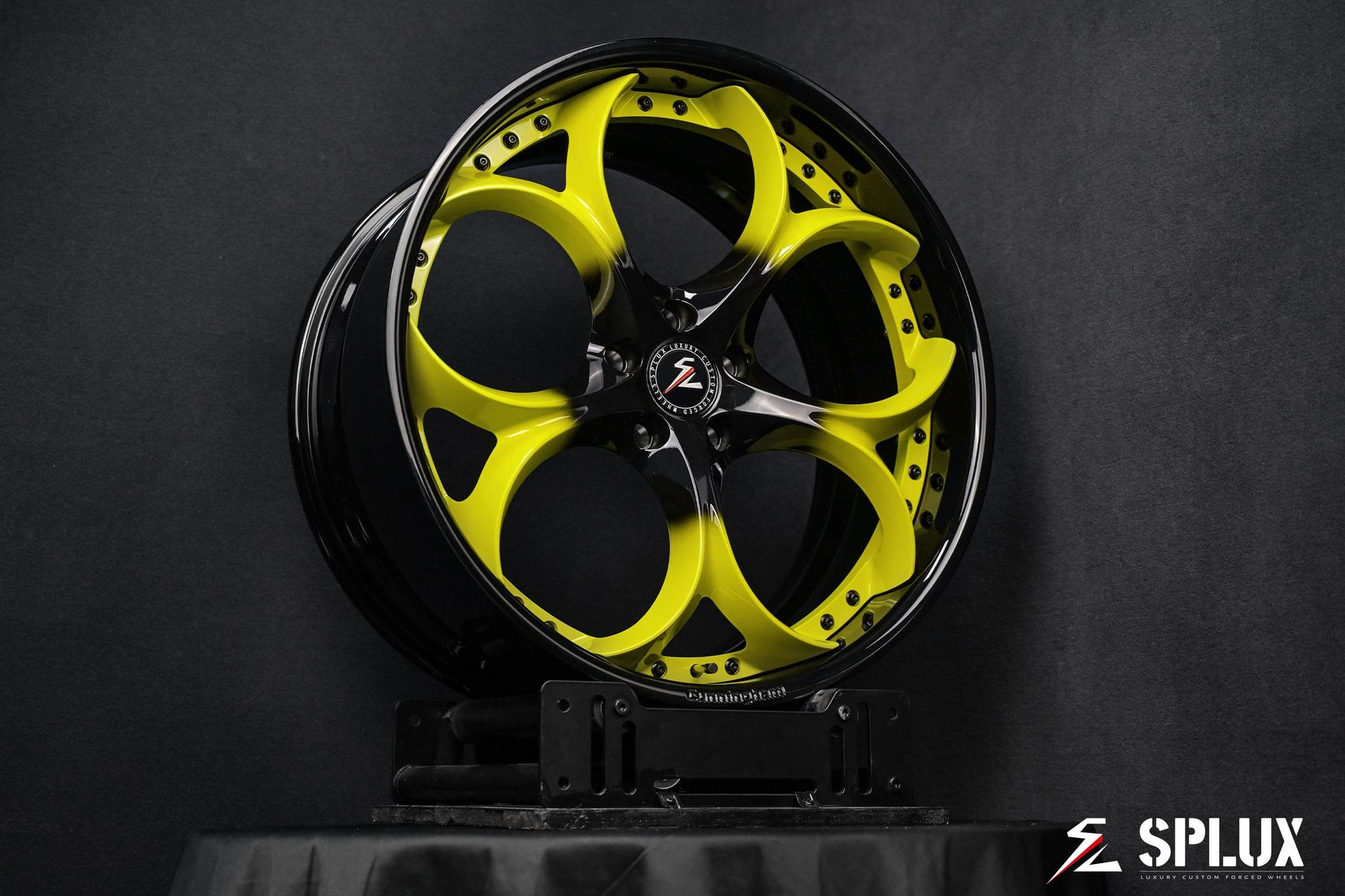 actual 2020 corvette in accelerate yellow rims. custom color matched corvette color. deep dish wheels for sale.