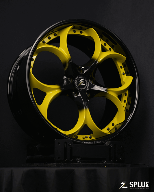 competition yellow corvette rims with deep lip in 21, 22 inch. fully forged aftermarket corvette rims.