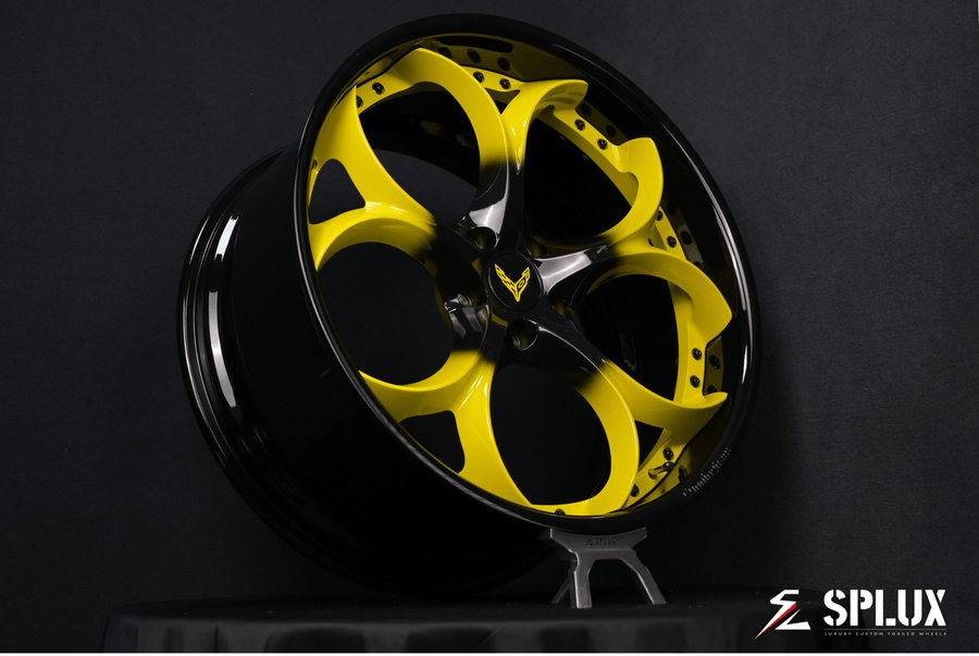 corvette forged deep dish wheels with custom color matched and black finish. 100% fitment guarantee.