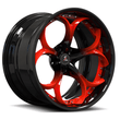 c8 corvette torch red finish rims from splux. deep lip red and black finish wheels with fully forged