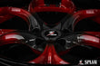 Splux SD-02 custom forged 2-piece aftermarket rims for 2019 C7 Grand Sport, 19/20 inch, black and red with deep dish and 5-spoke design.