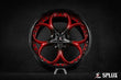 Splux SD-02 custom forged 2-piece 2019 Corvette C7 OEM wheels in 19/20 inch, black and red, deep lip, heart spoke, aftermarket rims.