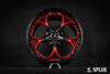 Splux SD-02 custom forged 2-piece 2019 Corvette C7 OEM wheels in 19/20 inch, black and red, deep lip, heart spoke, aftermarket rims.