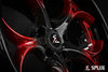 Splux SD-02 custom forged 2-piece 2019 Corvette C7 wheels in 19/20 inch, black and red, deep dish, heart spoke design, aftermarket rims.