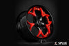 Splux SD-02 custom forged 2-piece aftermarket rims for 2019 C7 Grand Sport, 19/20 inch, black and red with deep dish and 5-spoke design.