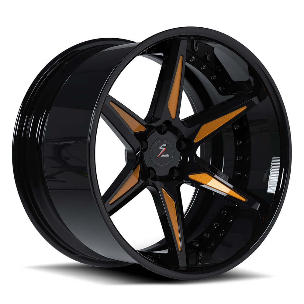 SD-07 bronze and black 2-piece forged wheels for Dodge Charger - custom deep dish rims