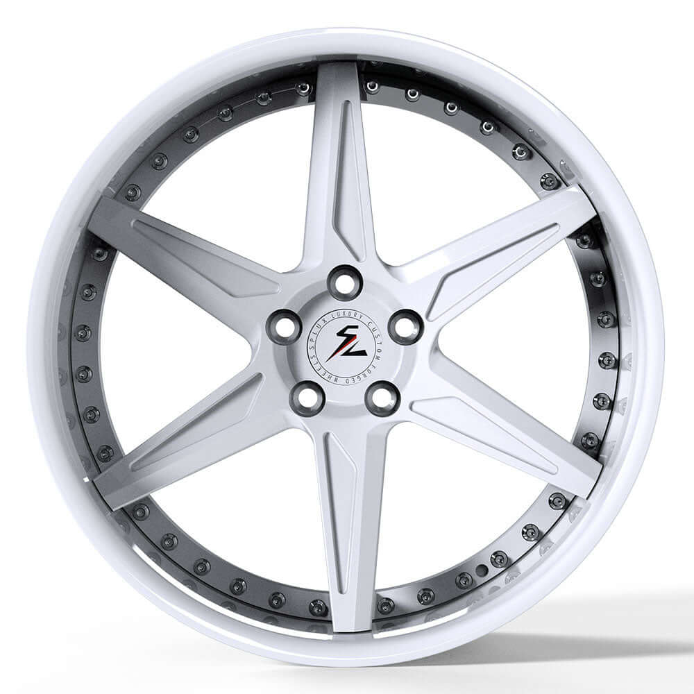 SD-07 white 2-piece forged wheels for 2026 Dodge Charger - custom forged alloys