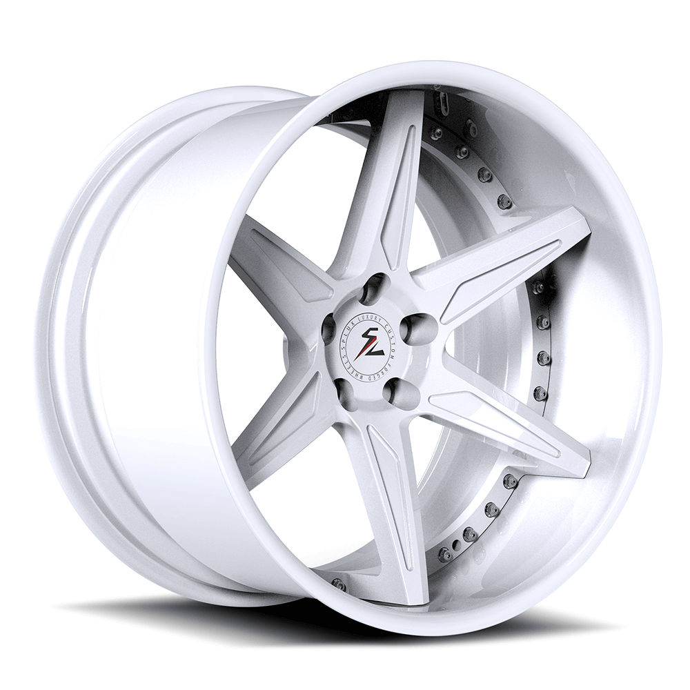 SD-07 white 2-piece deep dish forged wheels for 2026 Dodge Charger - lightweight aftermarket wheels