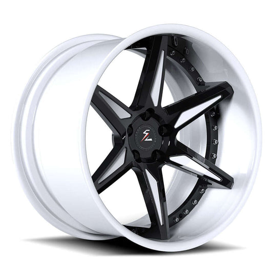 SD-07 white and black 2-piece forged wheels for 2026 Dodge Charger Scat Pack Plus - custom aftermarket rims