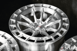 Aftermarket Honda wheels for 2024 by Splux SC-02. 18-inch, custom forged monoblock, brushed aluminum, silver, concave.
