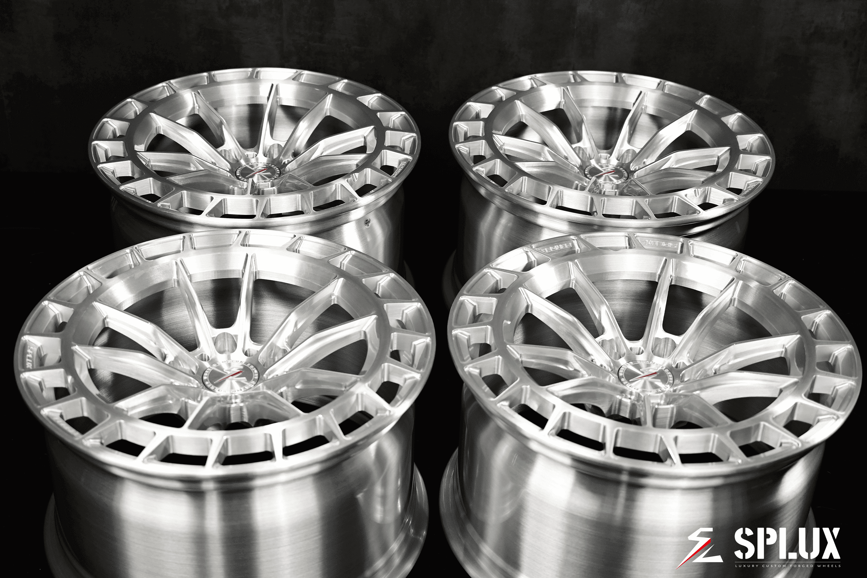 2024 Civic wheels for sale. Splux SC-02 custom forged 18-inch monoblock, brushed aluminum, silver, concave design.