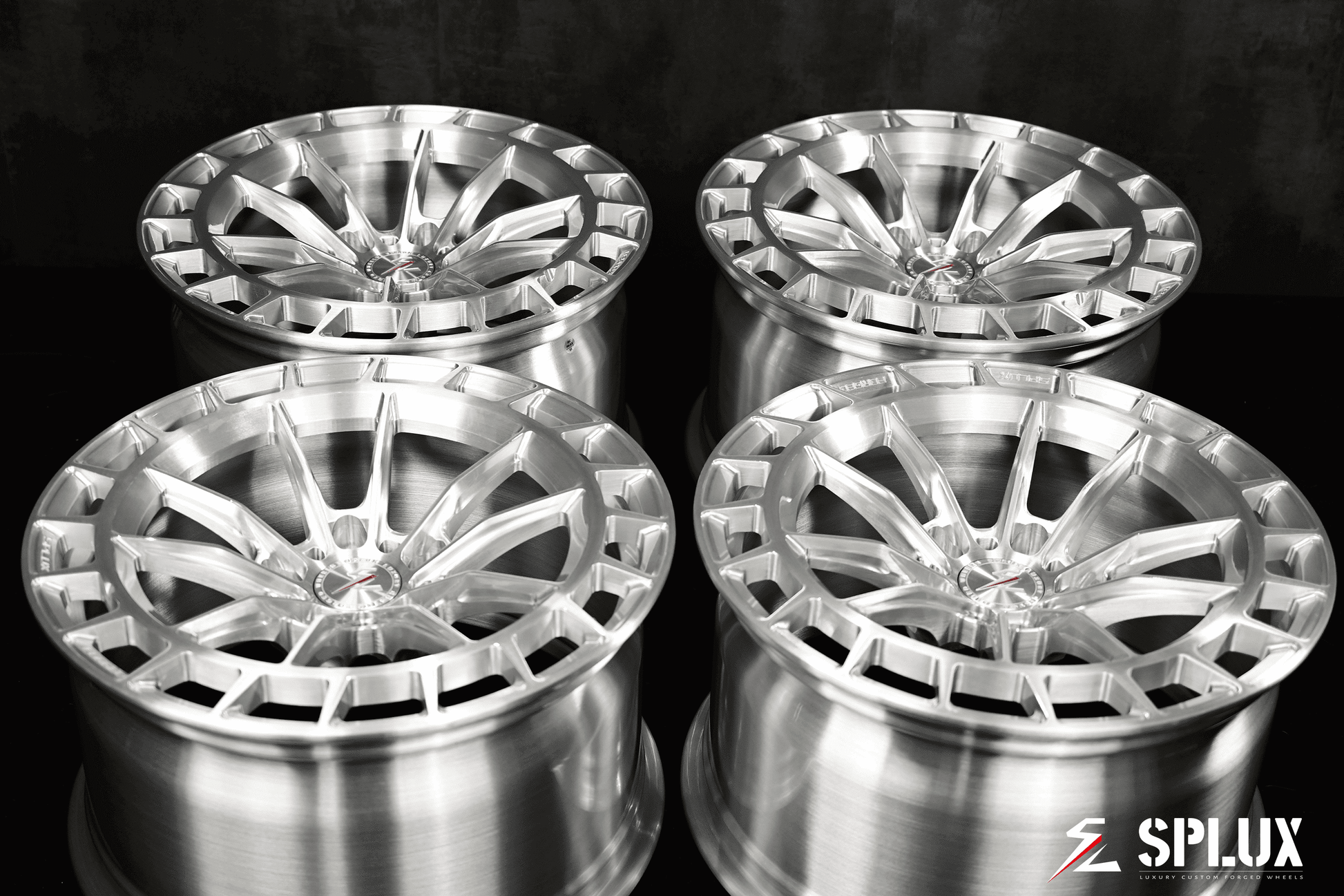 2024 Civic wheels for sale. Splux SC-02 custom forged 18-inch monoblock, brushed aluminum, silver, concave design.