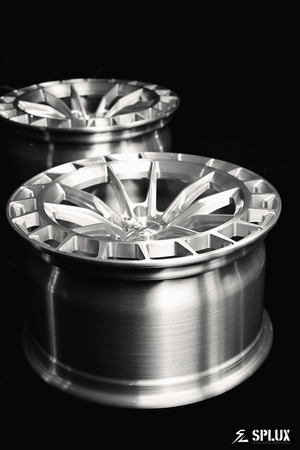 Splux SC-02 brushed aluminum 18-inch wheels for 2024 Civic Type R. Silver, concave, custom forged monoblock design.