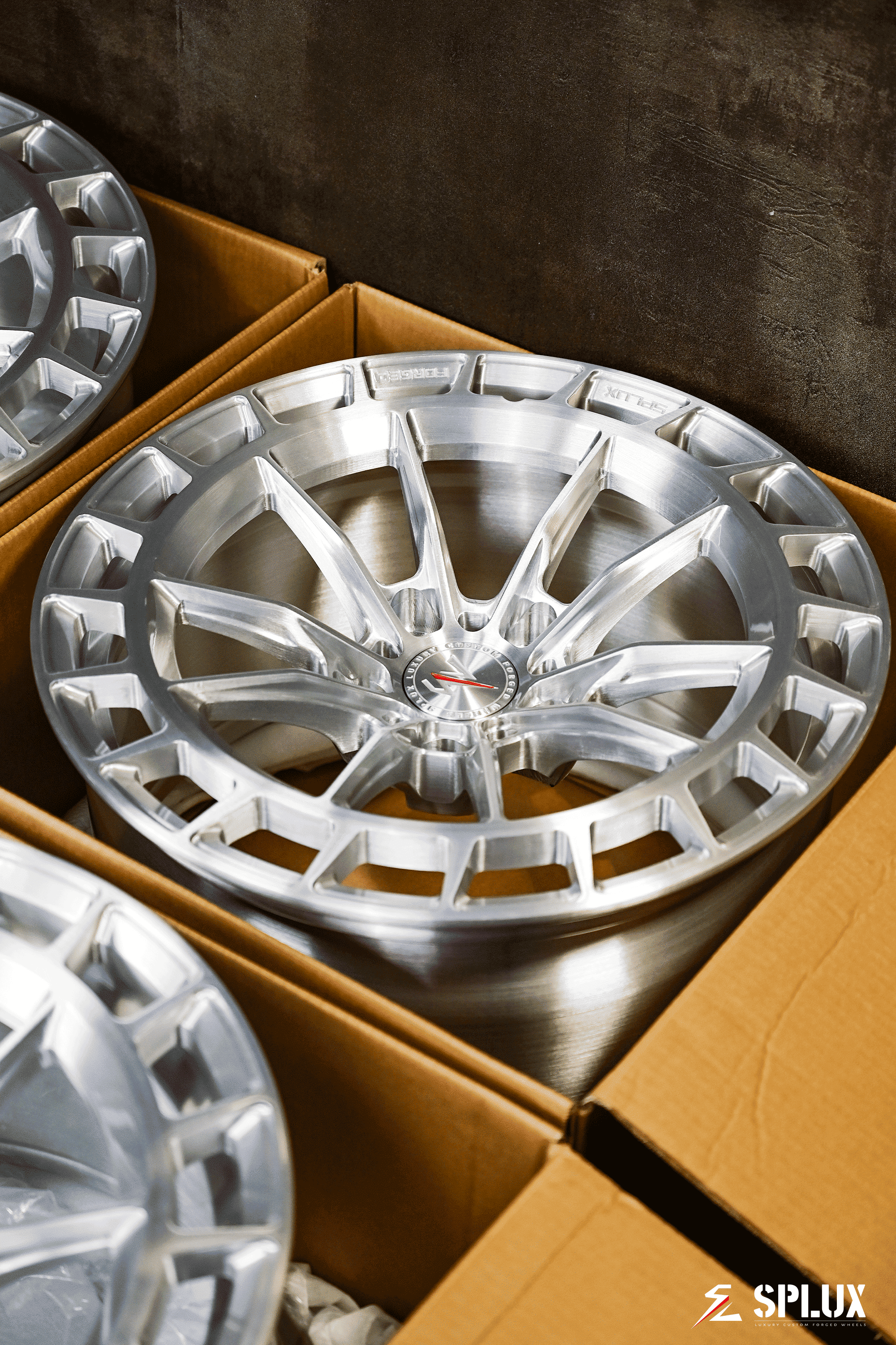 Splux SC-02 18-inch custom forged monoblock wheels and lug nuts for 2024 Civic Type R. Brushed aluminum, silver, concave.