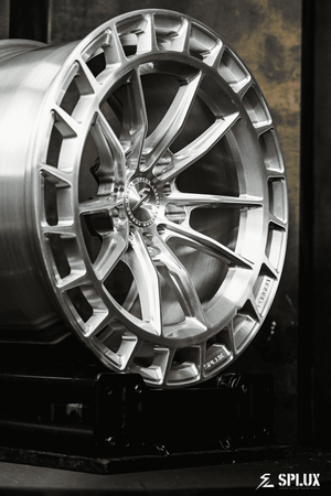 Brushed aluminum 18-inch custom forged monoblock wheels for sale. Splux SC-02 for 2024 Civic, silver, concave.