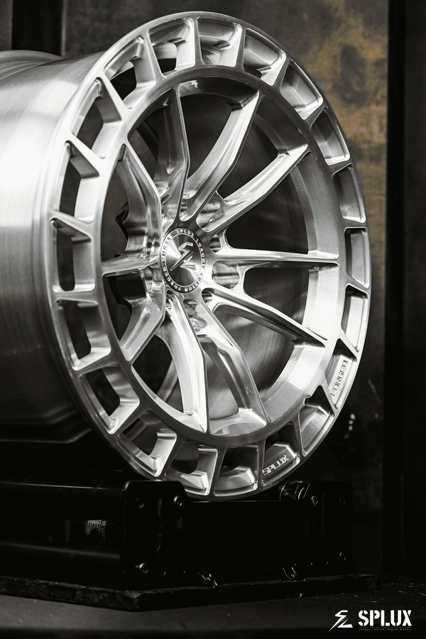 Brushed aluminum 18-inch custom forged monoblock wheels for sale. Splux SC-02 for 2024 Civic, silver, concave.