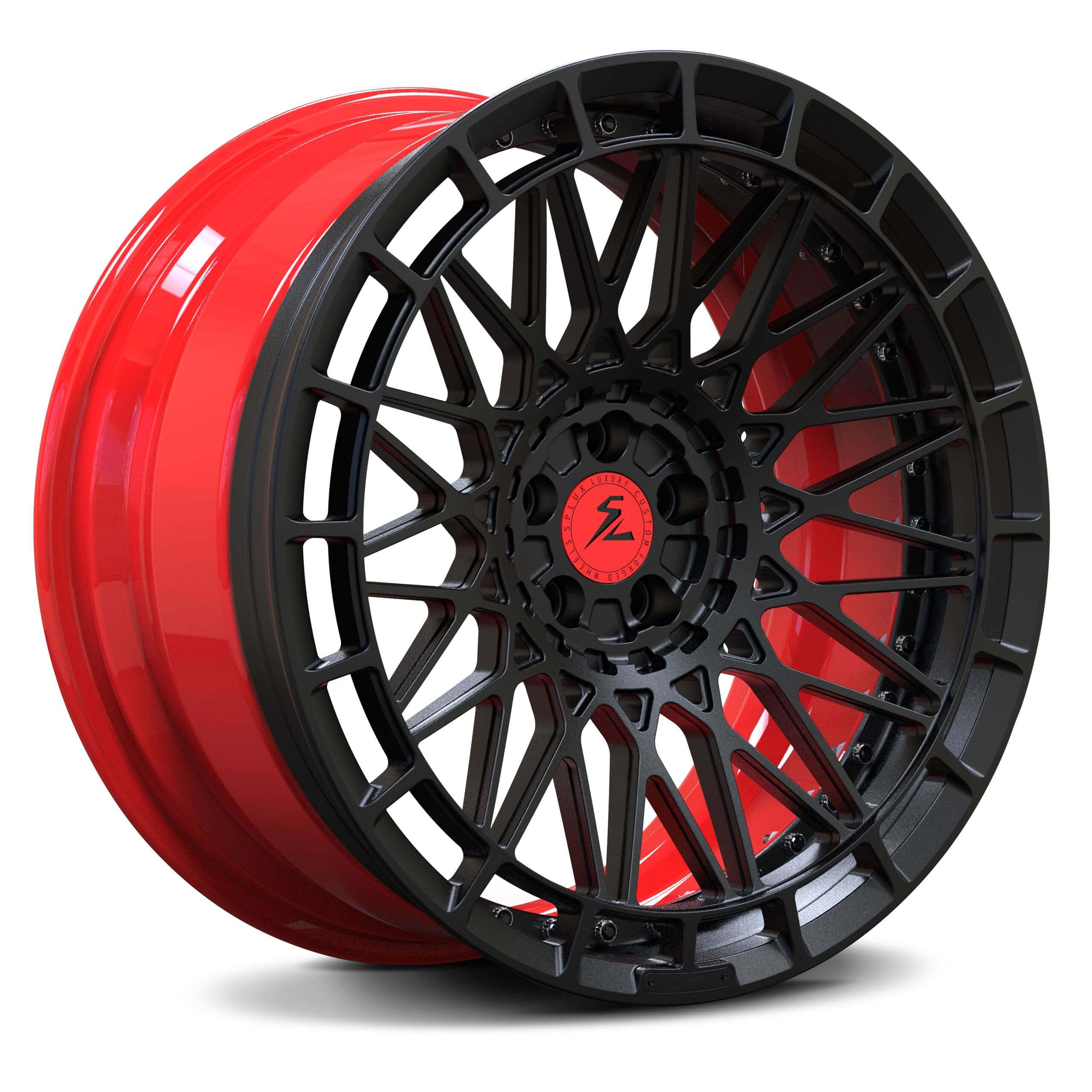 Black and red wheels for 2010 Tundra. Splux aftermarket forged wheels bring a super concave style to your pickup.
