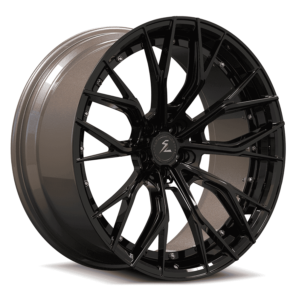 Bronze wheels 4x100 bolt pattern for Honda Civic, with a custom forged 2-piece design and deep dish for added style.