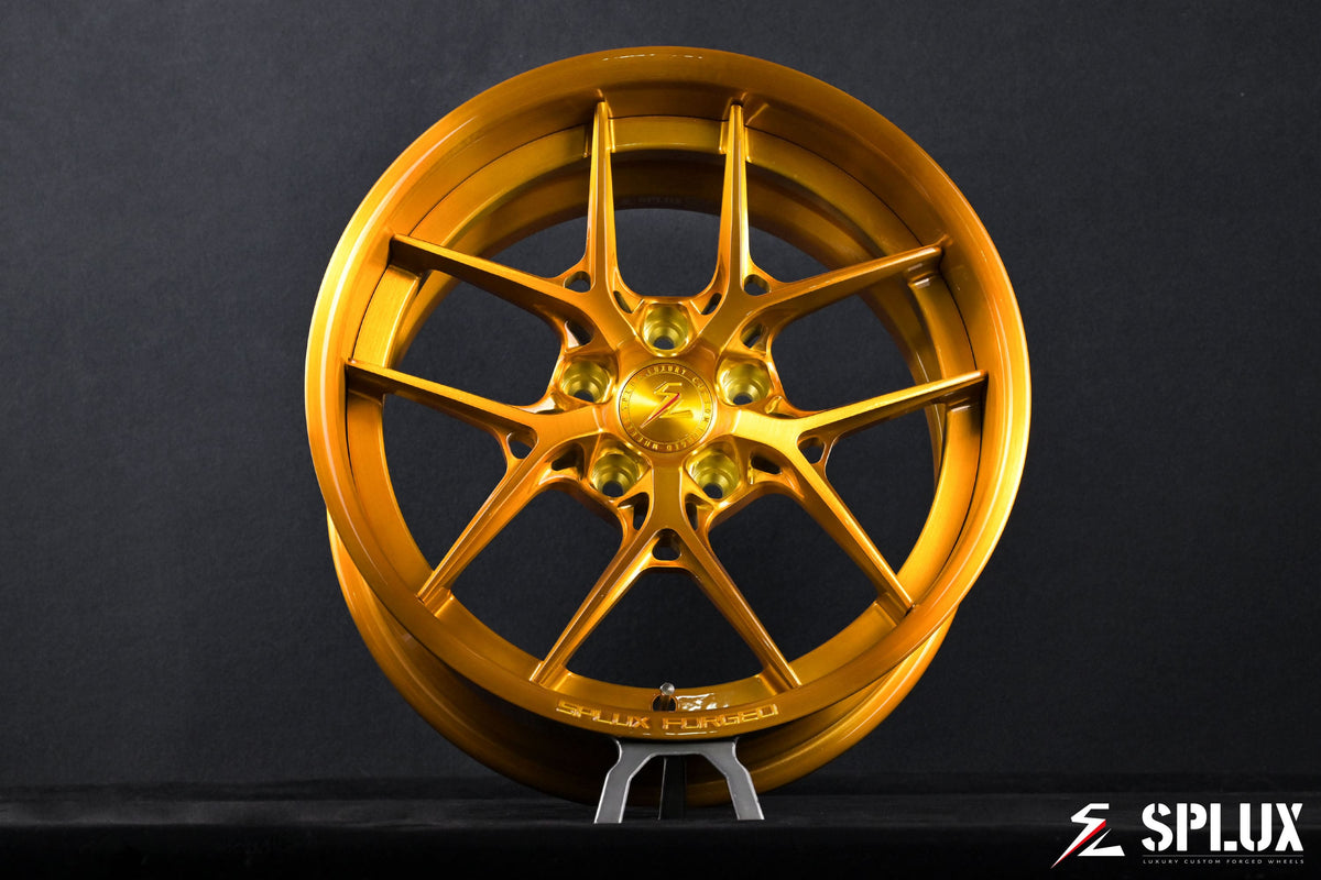 1968 Camaro wheels with an SD-02 forged 2-piece design in brushed dark gold