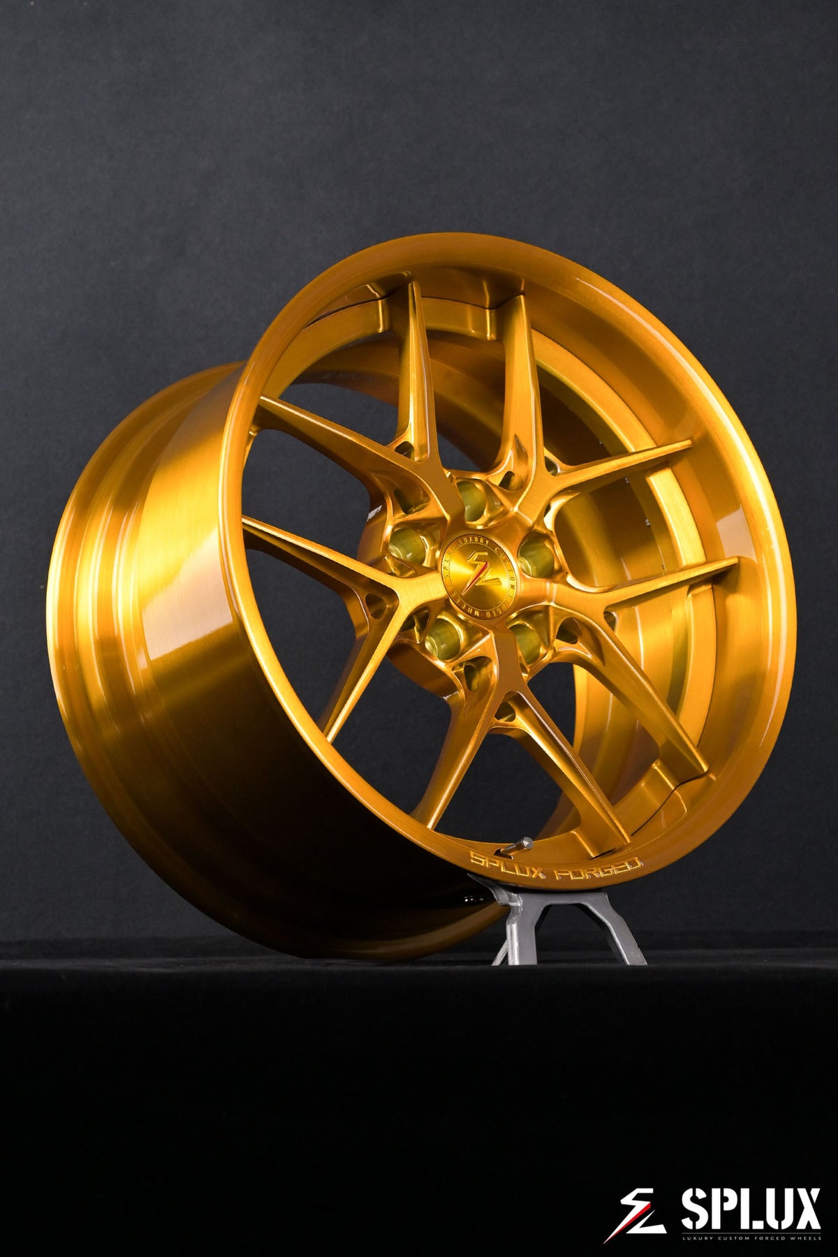 Wheels for a 1968 Camaro in a brushed dark gold finish