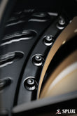 Close-up of SD-02R wheel showing satin black spokes and piano black rivets