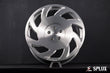 Close-up of the SA-10 wheel's directional spoke pattern and brushed aluminum texture