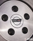 Staggered setup with 18-inch front and 19-inch rear SA-10 wheels on the Corvette