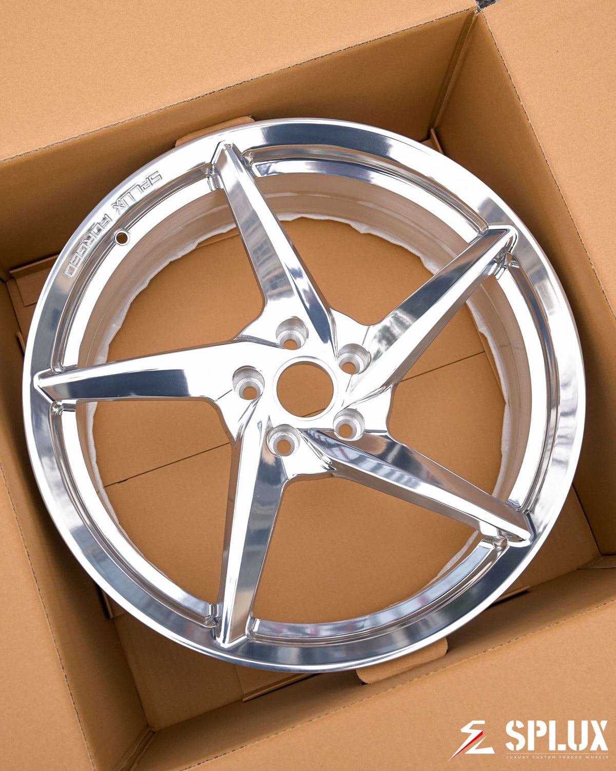 SC-09M forged wheels showroom hero shot full vehicle composition lighting