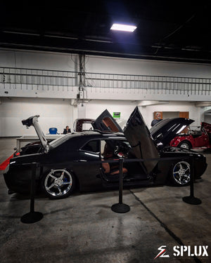 challenger with concave wheels rear angle stance shot highlighting classic Dodge Challenger R/T presence