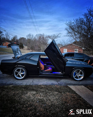 challenger with concave wheels close-up view of SC-09M polished aluminum forged monoblock design