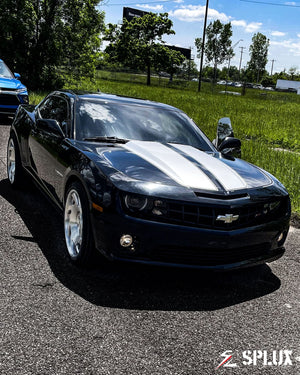 2010 Chevrolet Camaro SS with SA-10 forged 1-piece wheels in brushed finish, front view showing aggressive stance