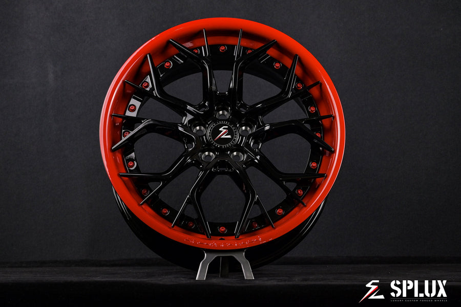 2011 wrx aftermarket wheels gloss black spokes with gloss red lip detail