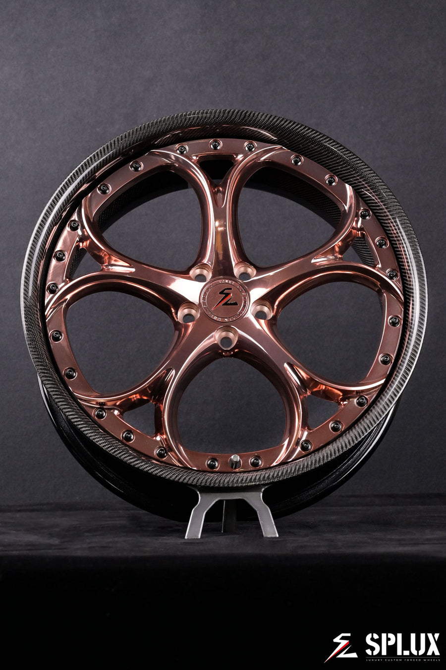 SD-03 spoke face in polished light rose gold finish