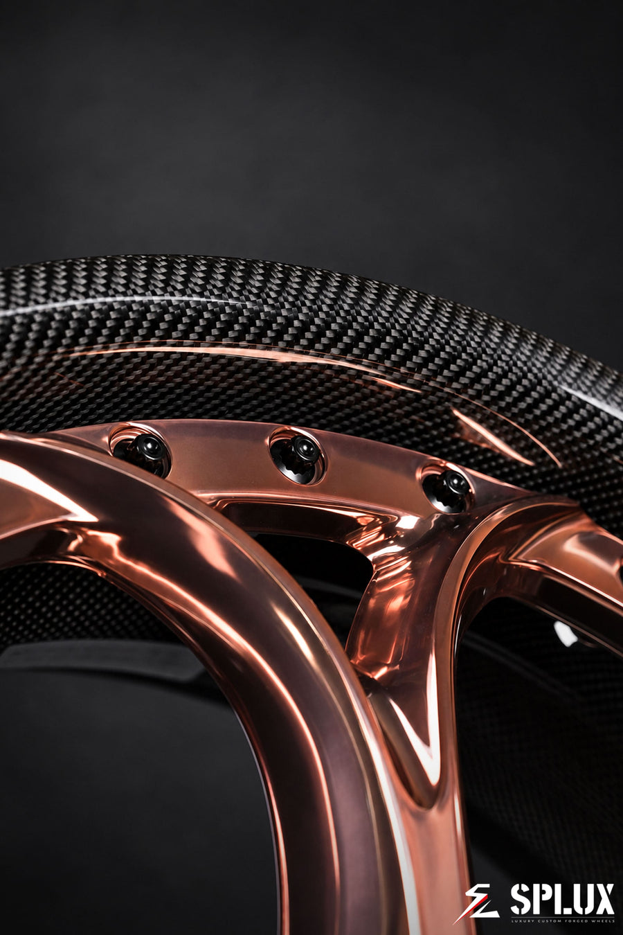 SD-03 forged 2-piece wheel with polished light rose gold spokes